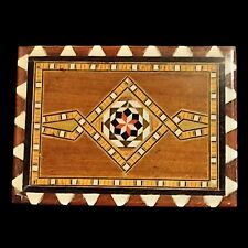Vintage Spanish Inlaid Wood Marquetry Jewelry Trinket Box Lined Made in Spain picture