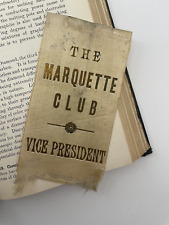 Antique Historical Ephemera Ribbon the Marquette Club Vice President picture