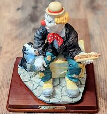 Vintage J.J.Jones Circuis Clown Figurine With Hot Dog And Puppy Mounted picture