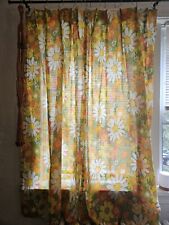 Vintage Retro Vivid Orange Flower Power Curtains Semi Shear 2 Panels Pleated picture