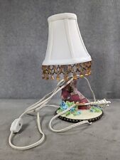 Vintage Small Cowgirl Boot Table Side Lamp With Shade and Blue Flowers Farmhouse picture