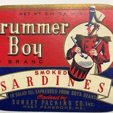 Patriotic Drummer Boy Sardine Can Label West Pembroke Maine Original C 1940s picture