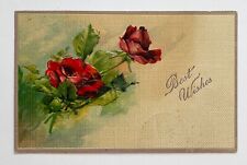 Antique c. 1907 BEST WISHES Embossed Flower Roses Postcard picture