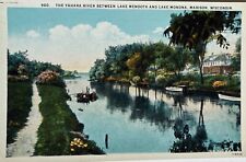 Madison WI Yahara River Lakes Mendota Monona Wisconsin Vintage Postcard c1920 picture
