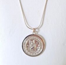 Vintage Sterling Silver Saint Christopher Medal Pendant & Chain picture
