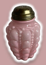 Antique Consolidated Glass Pink Cased Satin Guttate Sugar Shaker Muffineer. 5.5