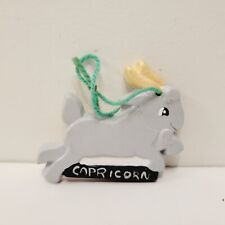 Vtg Hand Painted Christmas Holiday Zodiac Sign Capricorn Goat Ornament Gray picture