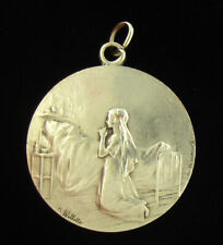 Vintage Child Praying Medal Religious Catholic Signed A Willette Gr Devambez picture