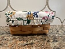 LONGABERGER 2000 SMALL BASKET WITH FLORAL LINER AND PLASTIC INSIDE PROTECTOR picture