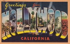c1940 Large Letter Greetings from Hollywood, CA. Linen Unposted picture