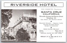 1920s Riverside Hotel Advertising Card Santa Cruz CA picture