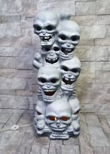 Vintage Trendmasters Halloween Stacked Skulls Tower Light up 18” Foam Blow Mold  picture