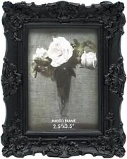 CISOO 2.5x3.5 Vintage Small Picture Frame, Antique Ornate Black Wallet Size Phot picture