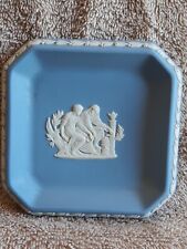 Wedgwood Blue Jasperware Square Octagonal Trinket Dish Tray Aesculapius Grecian  picture