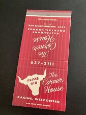 Vintage Wisconsin Matchbook “Corner House Restaurant” Racine, WI • Front Strike picture
