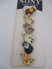 Vintage NONY New York Cat Button Covers #2365 New On Original Card picture