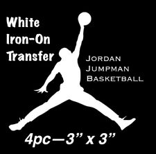 4pc Lot Iron On White 🤍 HTV Jordan Jumpman Easy To Apply DIY 4-3x3” picture