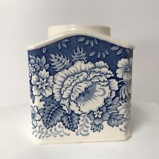 Vintage Masons Crabtree & Evelyn Blue & White Transfer Ware Small Canister 4” picture