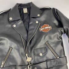 Harley Davidson Faux Black Leather Embroidered Jacket - Kids Size 7 Quilt Lining picture