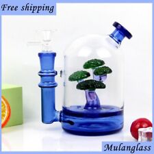 THICK 5.7 Inch Blue Art Trees In The Dome Glass Bong Water Pipe Hookah 14MM Bowl picture