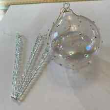 VINTAGE Hand Blown Hobnail Art GLASS Christmas Ornament Ball Icicles LOT of 4 picture