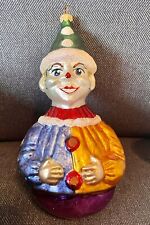 VTG Christopher Radko Willy Wobble Roly Poly Clown Glass Christmas Ornament picture