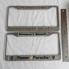 (2) Vtg Porsche Newport Beach Metal License Plate Frames  picture