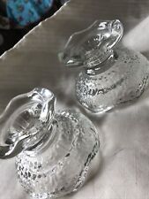 Vintage Pair Of Anchor Hocking Glass Pr CANDLE Candle Holders Heavy picture