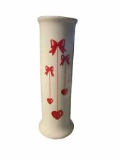 Vintage FTDA 1988 Vase with Red Hearts and Bow Made in Korea picture