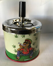 Metal Push Down Spinning Cigarette Ashtray Pot Reggae Rasta Counter Culture picture