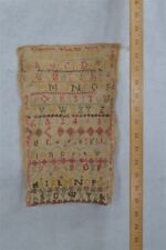 antique sampler unframed counted cross stitch letter numbers primitive original  picture