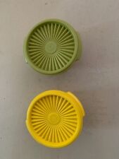 Lot of Two Tupperware Green Bowl 886-33 Lid 812-26 Yellow Bowl 886-20 Lid 812-53 picture