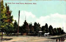 1908. NORTH PARK FROM DEPOT. MANCELONA, MICHIGAN. POSTCARD. DC14 picture
