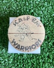 Vintage Scalp 'em Warriors High School Sports Spirit Tab Top Pin Pinback Native picture