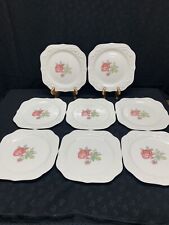 VTG Homer Laughlin 8” Square Luncheon Plates Eggshell Rose Theme Granny Cottage picture