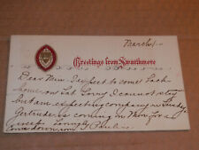 SWARTHMORE PA - 1912 POSTCARD - COLLEGE SEAL GREETINGS - DELAWARE COUNTY picture