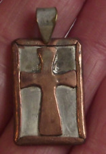 Vintage F MMX religious copper square cross pendant picture