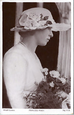 RPPC Princess Mary in hat with bouquet of flowers- British Royalty Postcard picture