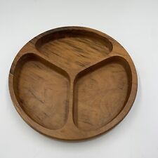 Vintage MCM Mid Century Dolphin Genuine Teakwood 9.5” Divided Bowl Tray Thailand picture
