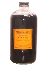 Vintage DICKINSON's Writing Ink Blue-Black 1 Quart DURAGLASS NEW Bottle Navy WW2 picture