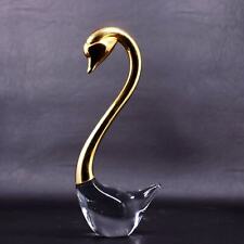 Murano Glass Golden Neck and Headed Crystal Body Swan Figurine 8.5