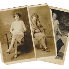 Antique Real Photo Postcard Lot Flapper Women Photograph RPPC 1920s picture