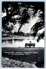 St. Petersburg Florida FL Postcard RPPC Photo Looking Across Mirror Lake c1940's picture