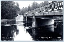 Grayling Michigan MI Postcard RPPC Photo Wakeley Bridge Car People Scene c1940's picture