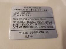 Datsun 280Z 240Z Door Jamb Data Plate Aluminum Blank Repro picture