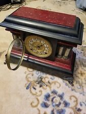 Vtg Seth Thomas Adamantine 4 Pillar Mantle Clock Red Faux Marble Untested Parts picture
