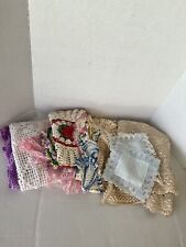 Lot Of 14 Vintage Lace / Crochet Doilies ~ Various Sizes Plus 2 Tablecloths picture