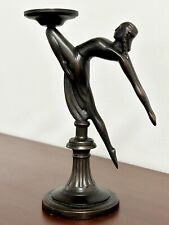 Bronze Patina Art Deco Dancer Candle Holder, Jewelry in Greist Style 7.5 inch picture