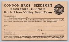 Rockford Illinois, Condon Bros Seedsmen Advertising Antique Private Mailing Card picture