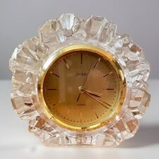 Vintage 1990s LINDEN Crystal Glass Quartz Alarm Clock Mantle Desk Japan #4RE642 picture